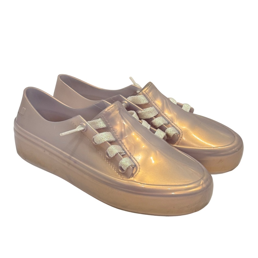 Mel by Melissa Jelly Sneakers Kids Size 3 Rose Gold Iridescent Platform Shimmer